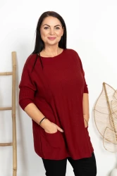 Sweter Pudełkowy Oversize KEIRA bordowy Plus Size 46/54