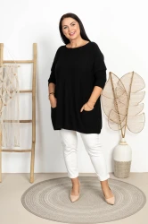 Sweter Pudełkowy Oversize KEIRA czarny Plus Size 46/54