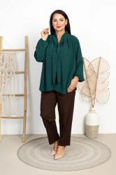 Bluzka z Krawatką DANTI butelkowa Plus Size 46/52
