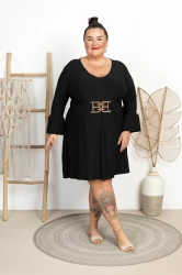 Sukienka Trapezowa JILIAN czarna Plus Size 46/52