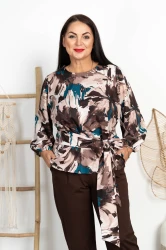 Bluzka elegancka z wiązaniem MARIENN wzór 17 Plus Size 42-52