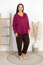 Milusia Bluzka Oversize MANGO fioletowa Plus Size 44/54