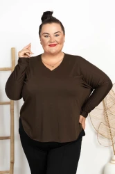 Milusia Bluzka Oversize MANGO brązowa Plus Size 44/54