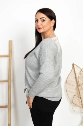 Sweterek z Koronką ELBA melanż Plus Size 44/50 