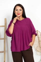 Miękki Sweterek NOLA śliwkowy Plus Size 48/56