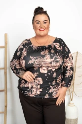 Bluzka Hiszpanka SELIA kwiaty Plus Size 46/52