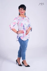 Hiszpanka VERA kwiaty siwa Plus Size 42-52