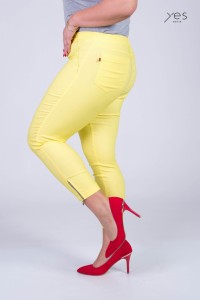 Spodnie 7/8 MIKSA z zipem żółte Plus Size 42-58