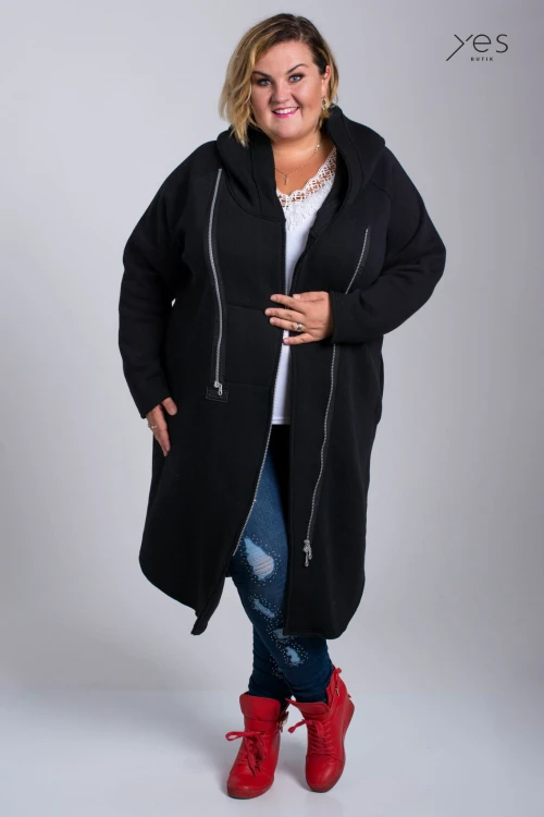 Płaszcz Dresowy SYNC czarny Plus Size duże rozmiary 44 46 48 50 52 54