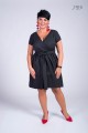 Sukienka kopertowy dekolt czarna fason literka A plus size 44 46 48 50 52