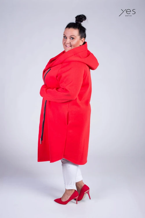 Płaszcz Dresowy czerwony Plus Size duże rozmiary 44 46 48 50 52 54