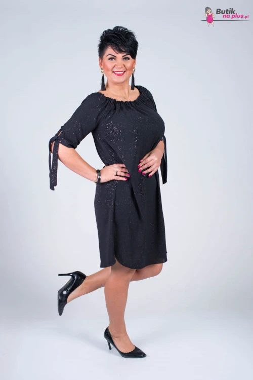 Sukienka Hiszpanka MARAYAH czarna z brokatem Plus Size 42/50