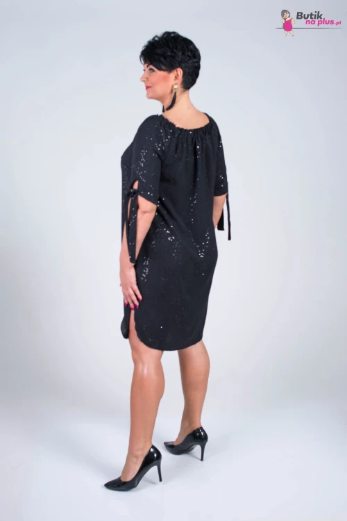 Sukienka Hiszpanka MARAYAH czarna z brokatem Plus Size 42/50