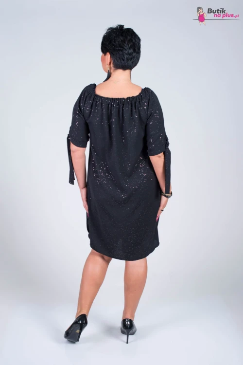 Sukienka Hiszpanka MARAYAH czarna z brokatem Plus Size 42/50