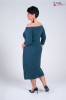 Wyszczuplająca Asymetryczna Sukienka FERRARA morska z kopertowym dekoltem Plus Size 44-52