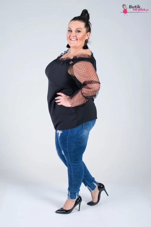 Bluzka Hiszpanka z tiulowymi rękawami LULA Plus Size 42/52