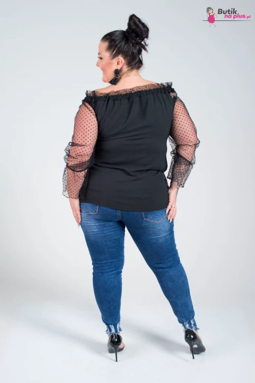 Bluzka Hiszpanka z tiulowymi rękawami LULA Plus Size 42/52