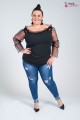 Bluzka Hiszpanka z tiulowymi rękawami LULA Plus Size 42/52