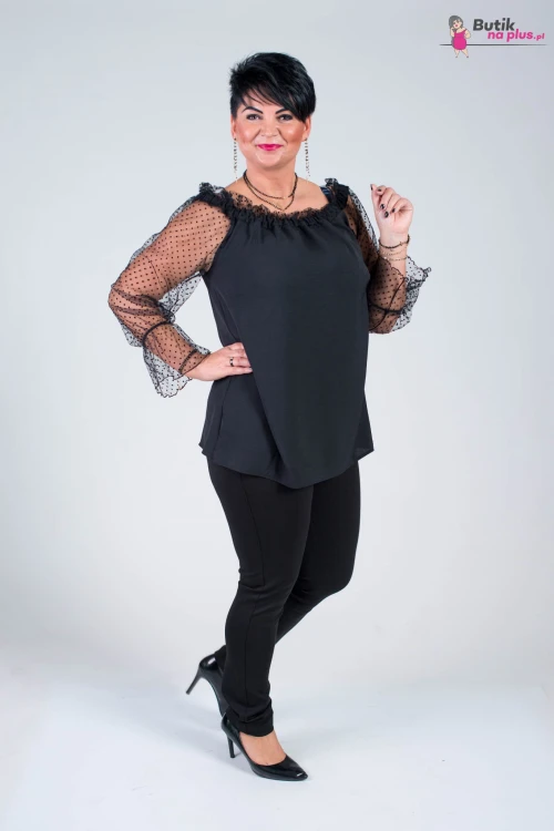 Bluzka Hiszpanka z tiulowymi rękawami LULA Plus Size 42/52