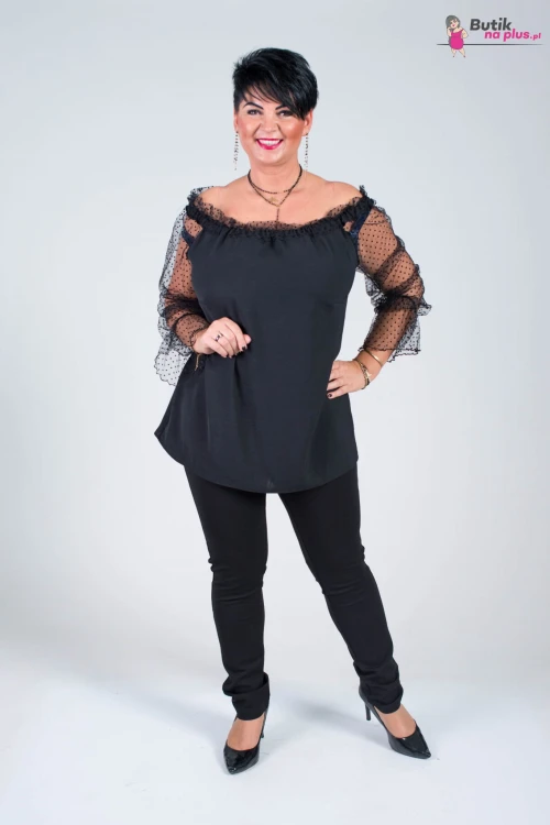 Bluzka Hiszpanka z tiulowymi rękawami LULA Plus Size 42/52