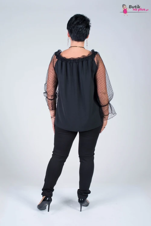 Bluzka Hiszpanka z tiulowymi rękawami LULA Plus Size 42/52
