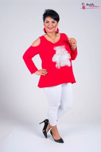 Bluzka RAMIĘ MIŚ czerwona Plus Size 46/48