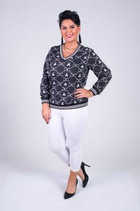 Bluzka z dekoltem w serek POLY muchy Plus Size 40/44