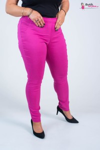 Spodnie w gumkę MIKSA DŁUGIE 07 wysoki stan fuksja Plus Size 42-58