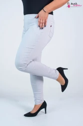 Spodnie w gumkę MIKSA DŁUGIE 07 wysoki stan siwe jasne Plus Size 42-64