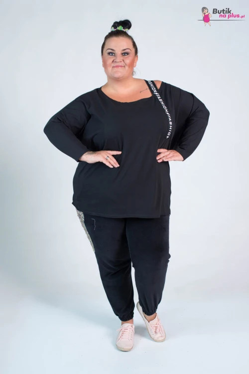 Bluzka z opuszczonym rękawem Oversize CASINO Taśma Fashion