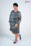 Sukienka Szyfonowa z Falbanką GABRIELLE siwa Plus Size 42/46