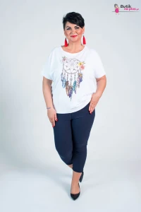 T-shirt Bluzka Oversize MEGAN biała łapacz snów 3 Plus Size r.44/46