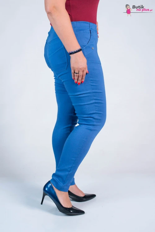 Spodnie w gumkę MIKSA DŁUGIE 09 wysoki stan niebieskie Plus Size 42 44 46 48 50 52 54 56 58 60