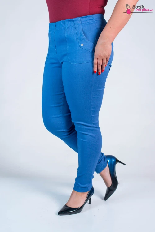 Spodnie w gumkę MIKSA DŁUGIE 09 wysoki stan niebieskie Plus Size 42 44 46 48 50 52 54 56 58 60