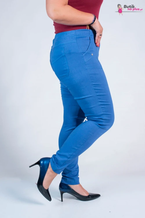 Spodnie w gumkę MIKSA DŁUGIE 09 wysoki stan niebieskie Plus Size 42 44 46 48 50 52 54 56 58 60