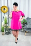 Sukienka Hiszpanka z frędzelkami EJMI fuksja Plus Size 42/50