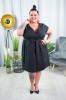 Sukienka kopertowy dekolt czarna fason literka A plus size 44 46 48 50 52