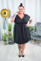 Sukienka kopertowy dekolt czarna fason literka A plus size 44 46 48 50 52