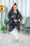 Zimowa Kurtka lakierowana z kapturem DEZIRE czarna Plus Size 42/54