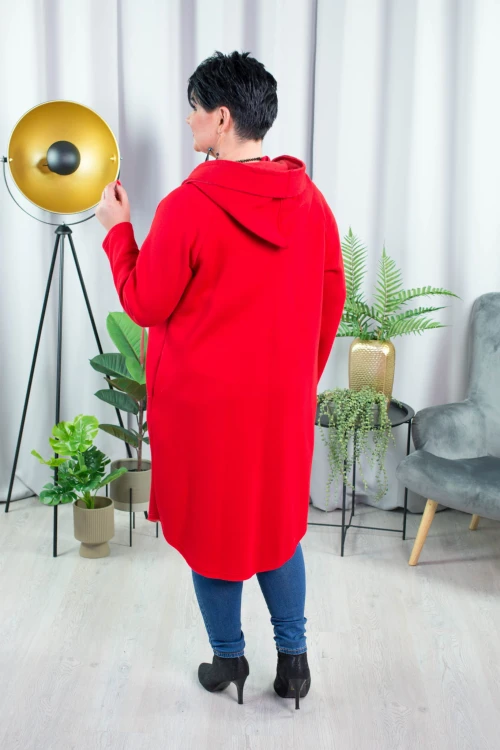 Płaszcz Dresowy czerwony Plus Size duże rozmiary 44 46 48 50 52 54