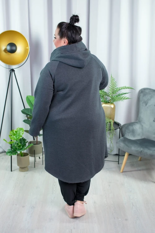 Płaszcz Dresowy grafitowy Plus Size, duże rozmiary  44 46 48 50 52 54