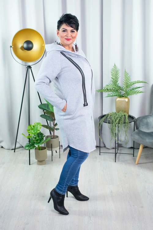Płaszcz Dresowy melanż Plus Size duże rozmiary 44 46 48 50 52 54
