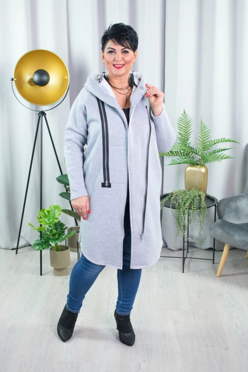 Płaszcz Dresowy melanż Plus Size duże rozmiary 44 46 48 50 52 54