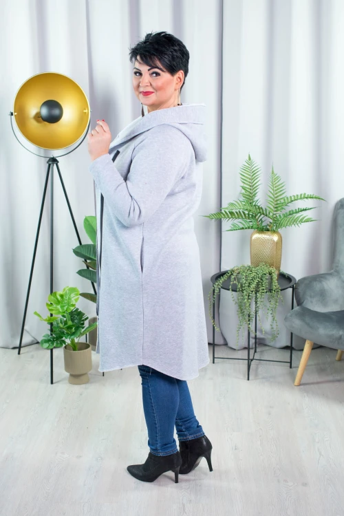 Płaszcz Dresowy melanż Plus Size duże rozmiary 44 46 48 50 52 54
