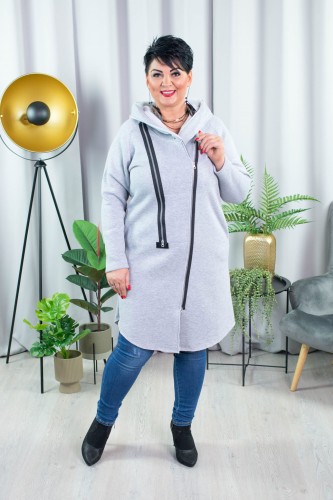 Płaszcz Dresowy melanż Plus Size duże rozmiary 44 46 48 50 52 54