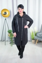 Dresowy Płaszcz ocieplany SYNC czarny Plus Size 44-54
