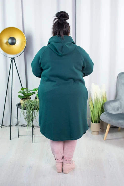Płaszcz Dresowy SYNC butelkowa zieleń Plus Size 44 46 48 50 52 54