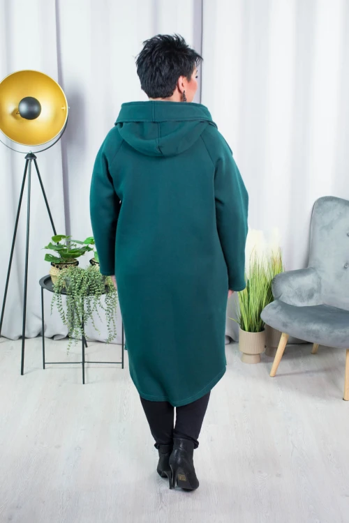 Płaszcz Dresowy SYNC butelkowa zieleń Plus Size 44 46 48 50 52 54