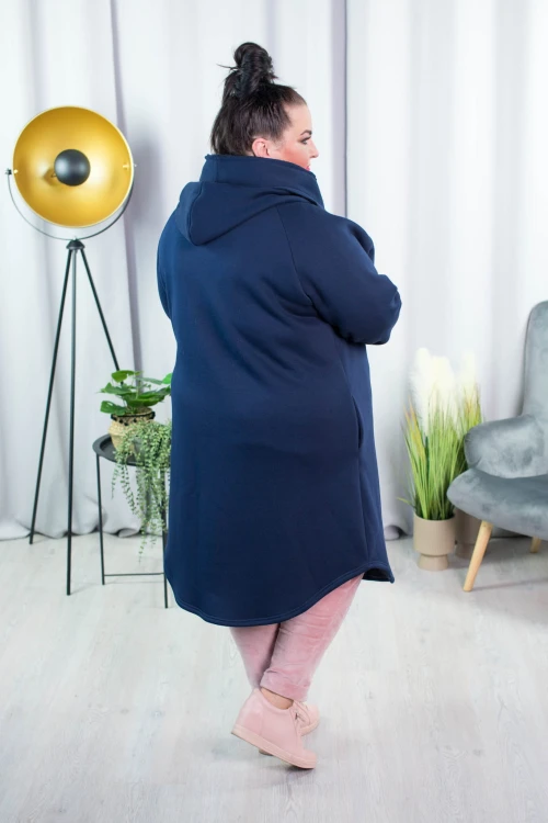 Płaszcz Dresowy granatowy Plus Size duże rozmiary 44 46 48 50 52 54