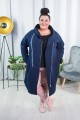 Płaszcz Dresowy granatowy Plus Size duże rozmiary 44 46 48 50 52 54